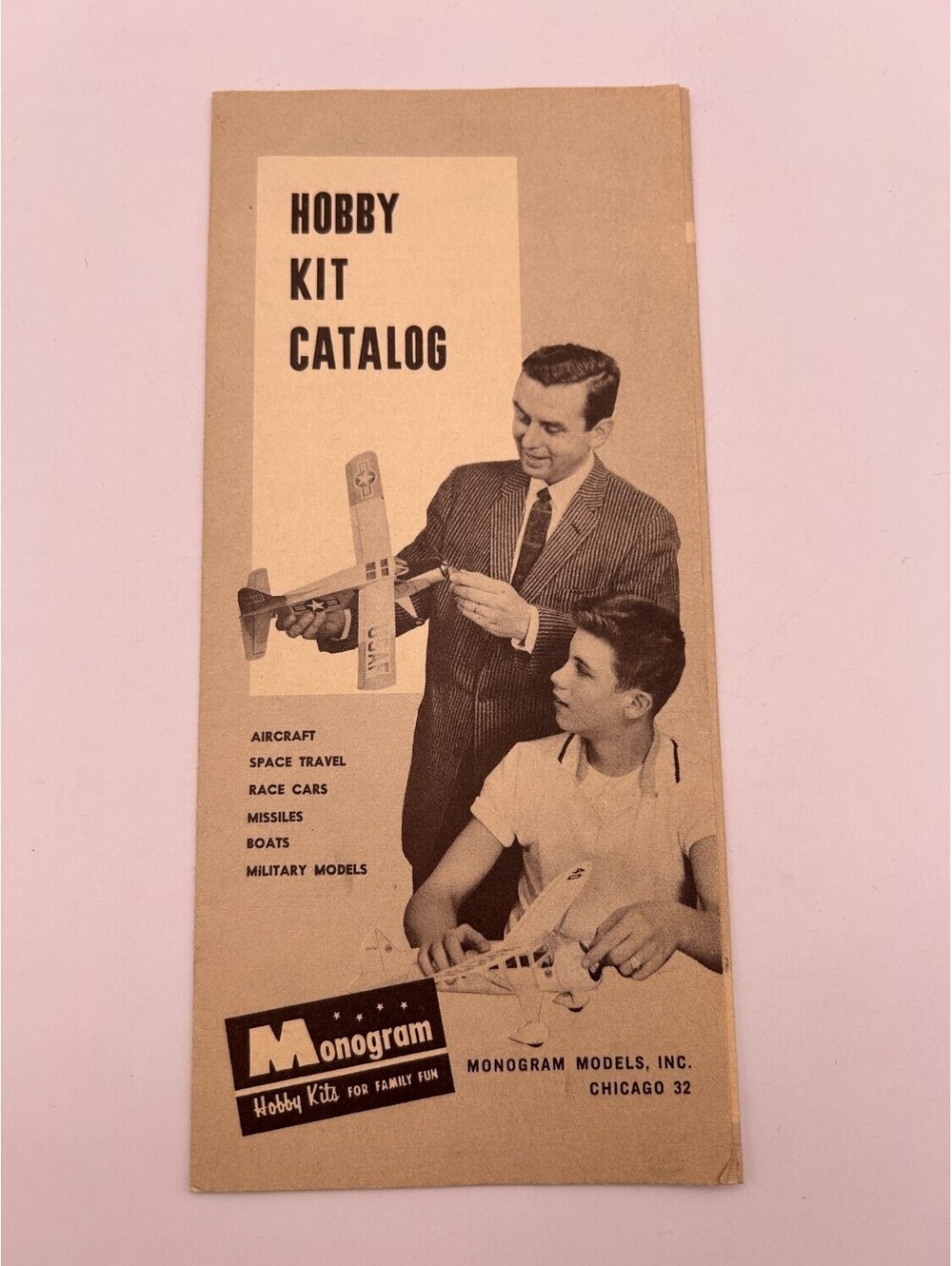 Monogram Hobby Kit Catalog Vintage Brochure Tan Black Paper 1960 copyrighted